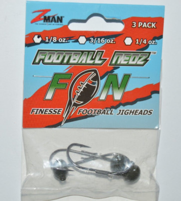 z-man zman football nedz green pumpkin 1/8oz jig worm finesse jigheads