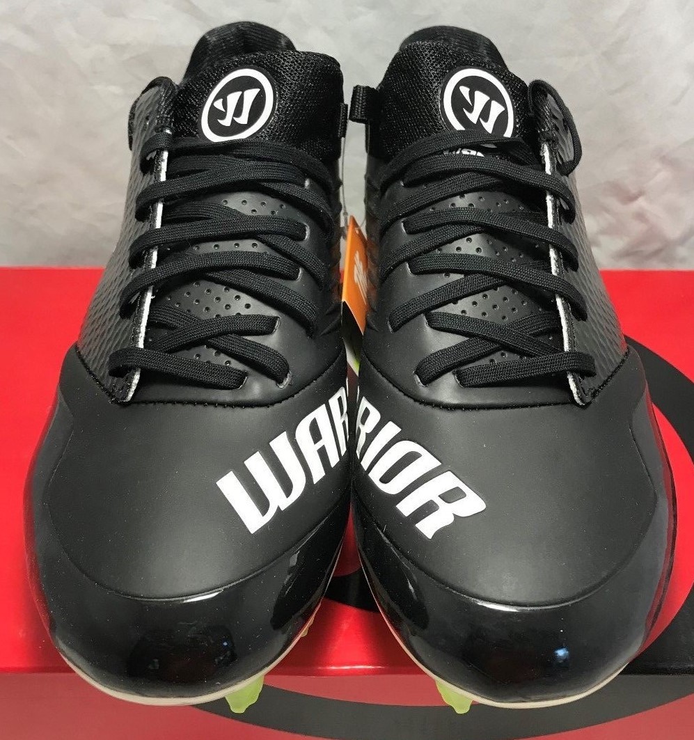Warrior Mens Size 12 Burn 9.0 Lacrosse Lax Cleats Black White Volt Low New