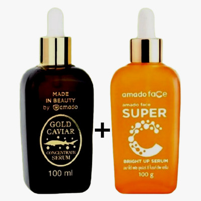 Amado Gold Caviar Serum + Face Super C Bright Up Serum Reduce Wrinkle dark spots
