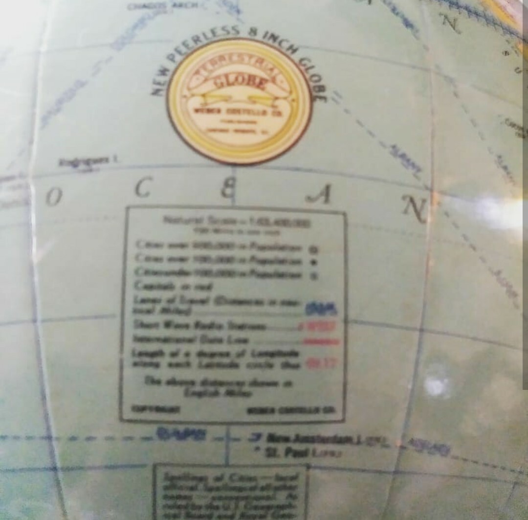 1950s New Peerless 8 Inch Terrestrial Globe Vintage Mid Century Weber Costello