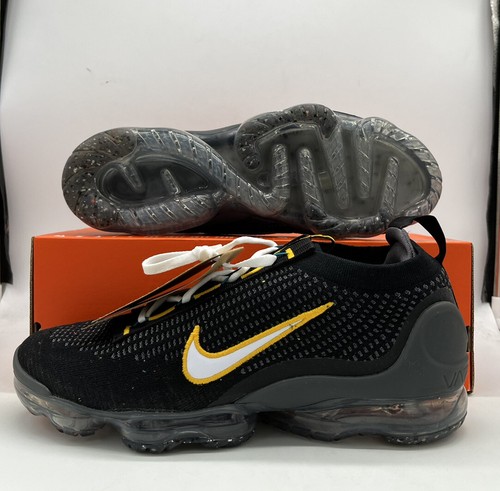 

Мужские кроссовки Nike Air Vapormax 2021 Flyknit Black White University Gold DH4086-001, Черный, Nike Air Vapormax Flyknit