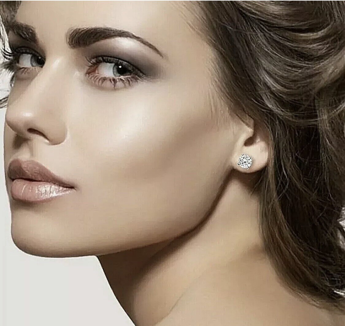 5.00 Ct Brilliant Round Cut Lab Created VVS1/D Stud Earrings 14K White Gold 8mm