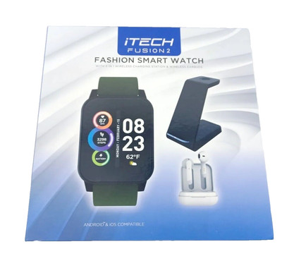 iTech Fusion 2 Fashion Smart Watch With Wireless earbuds And Charging System