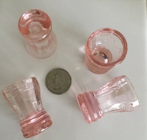 Pink Depression Glass Shot Glasses And Miniature Pitcher Excellent Condition