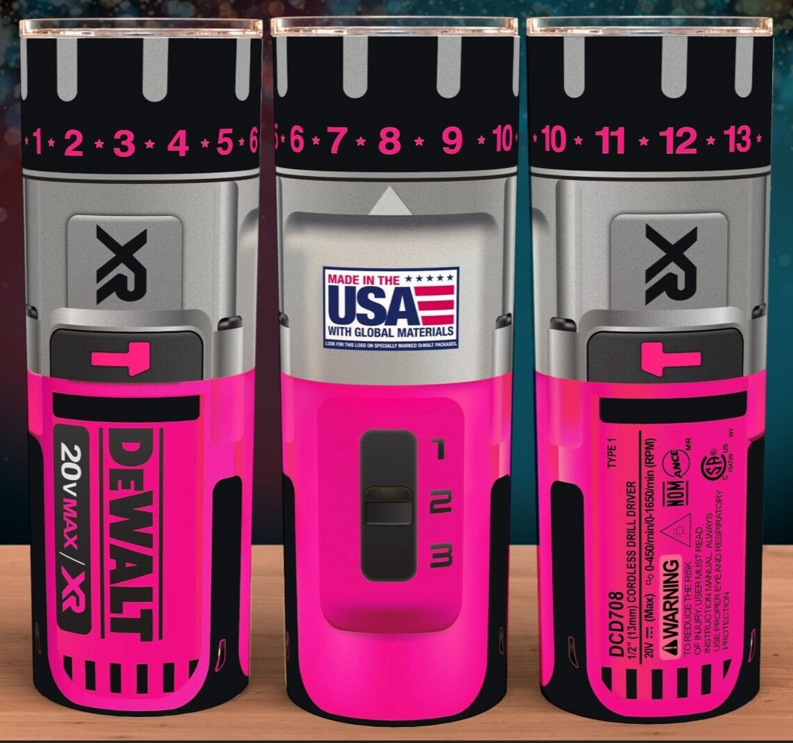 DeWALT 20V Max Power Drill Mechanic Pink Cup Mug Tumbler 20oz eBay