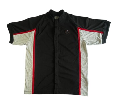 Vintage Air Jordan Jumpman Button Up Jersey Shirt Men's Medium Black Snap Front