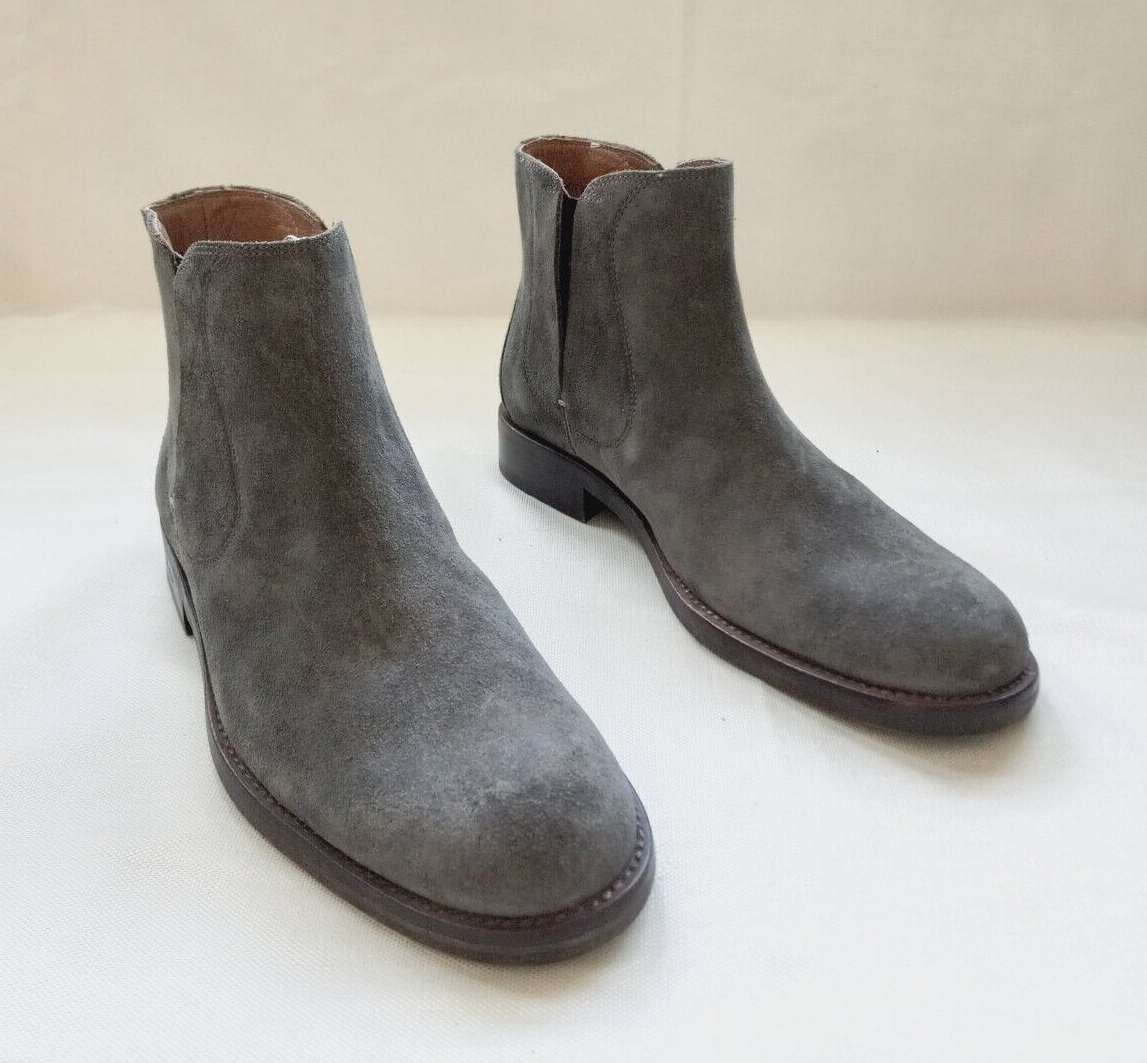 John Varvatos Men's 8.5 M coal Gray Suede Leather Causal Chelsea Boots