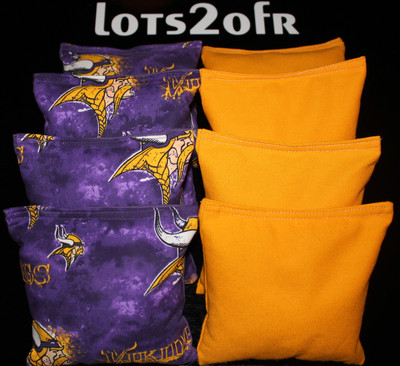 Bean Bags W Minnesota Vikings Fabric On Both Sides Of Logo Bags New!!