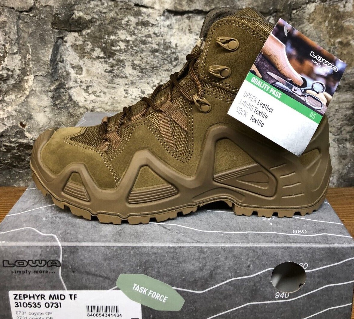 Pre-owned Lowa Zephyr Mid Tf Coyote Op 310535 0731 Task Force Combat Boot In Box