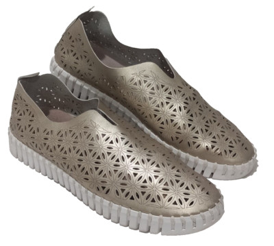 Ilse Jacobsen Tulip Perforated Slip On Sneaker Women Shoe Sz 39 Metallic 8.5 US