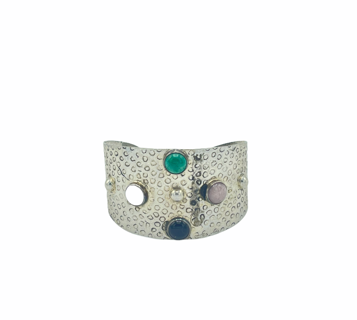 VINTAGE MEXICO Sterling Silver TL-69 925 Multi-stones Cuff