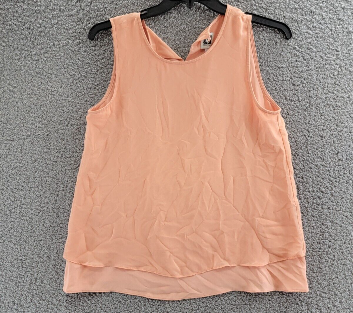 Anne Klein Double-Layer Tank Top Women's S Pink Round Neck Back Button Closure - Picture 1 of 16