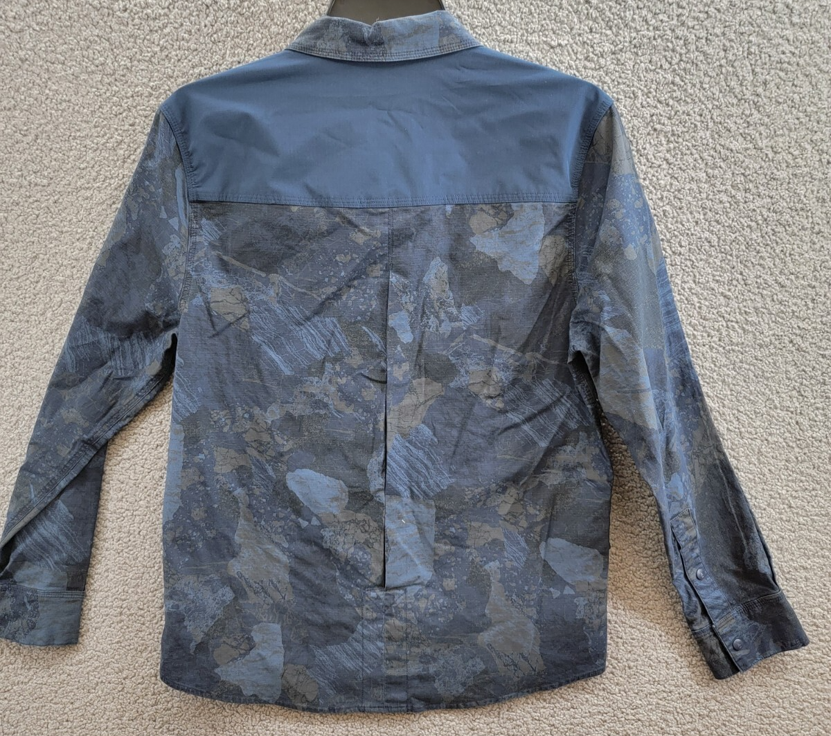 Bass Outdoor Ripstop Utility Shacket Men's S Navy Blazer Rock Camo Snap Closure - Picture 13 of 19