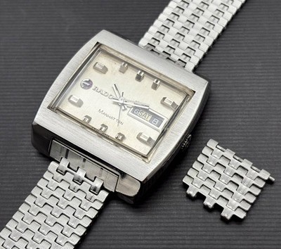 Rado Manhattan Watch Vintage Men 34mm Silver Rectangle Automatic