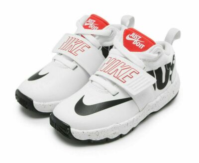 Nike Kid's Team Hustle D 8 JDI (PS) White/Black-Light Crimson Sneaker Shoes #509