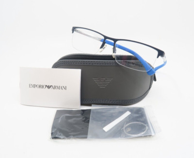 Emporio Armani EA1041 3111 55mm Matte Black Semi-Rimless Men's New Eyeglasses.