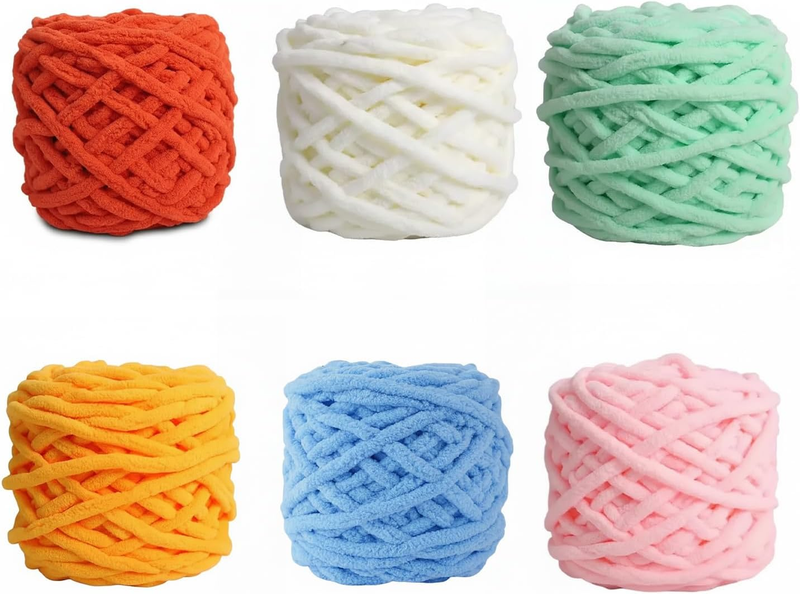 Chunky Chenille Yarn for Knitting and Crochet, Bulky 7Mm Blanket Yarn, Soft Plus