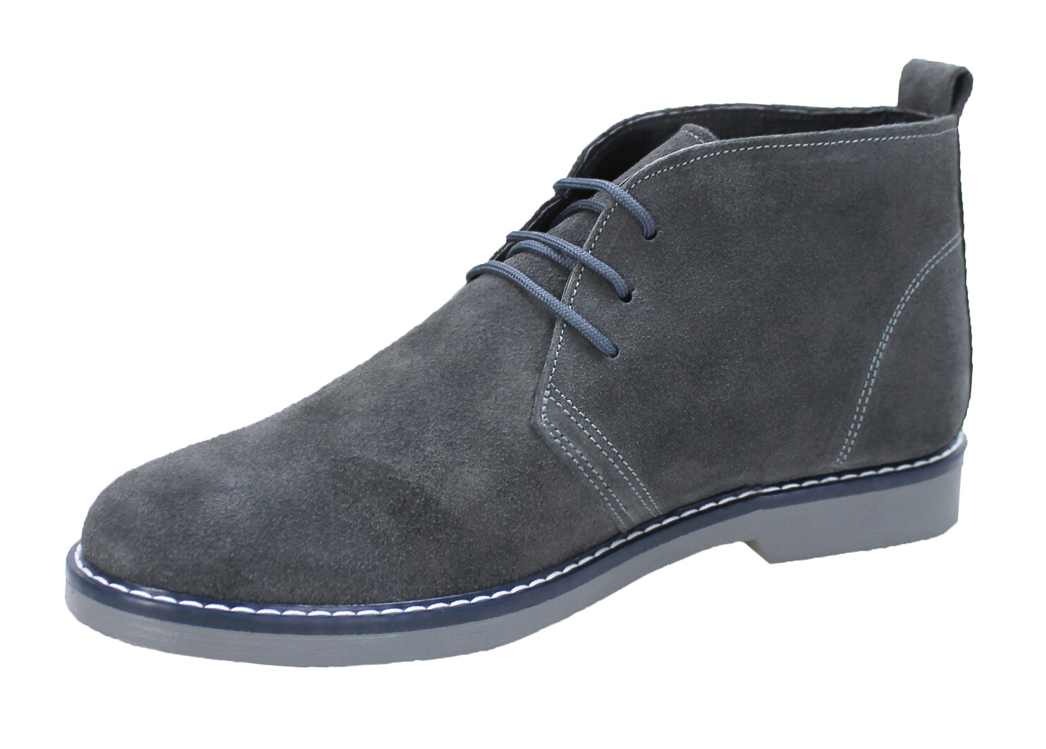 SCARPE UOMO POLACCHINI GRIGIO CASUAL INVERNALI IN CAMOSCIO 100% MADE IN ITALY