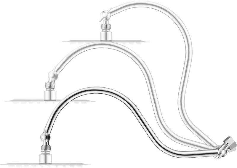 Shower Head Extension Arm Adjustable  With Locking Set 15 inch Goose Neck Curved