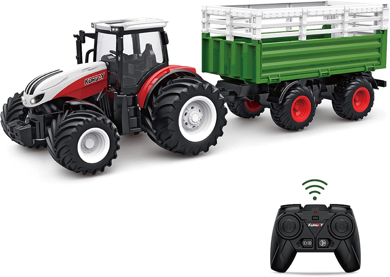 RC Tractor Remote Control Farm Truck with Trailer, 1/24 Scale 2.4Ghz El...