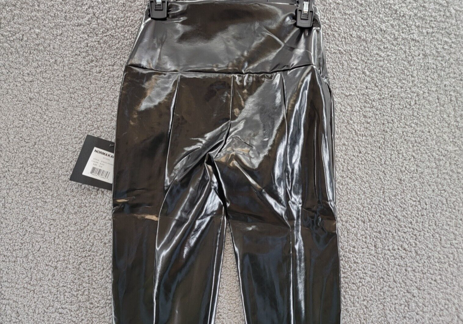 Norma Kamali Faux Leather Slit Hem Leggings Women's S Black Elastic Waist PullOn - Picture 14 of 17