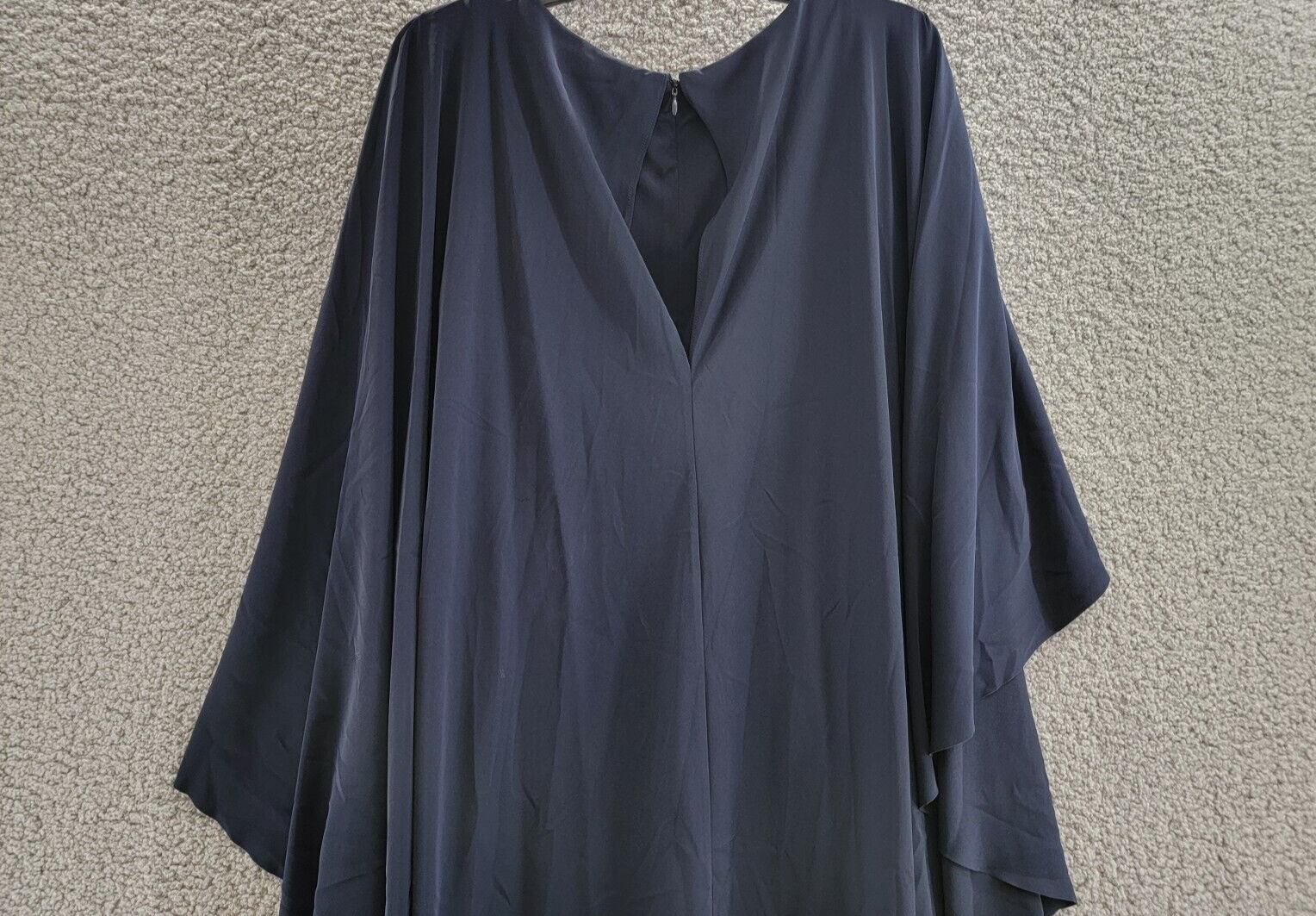 Lauren Ralph Lauren Georgette Cape Jumpsuit Women's 6 Navy Belted Back Zipped - Picture 13 of 19