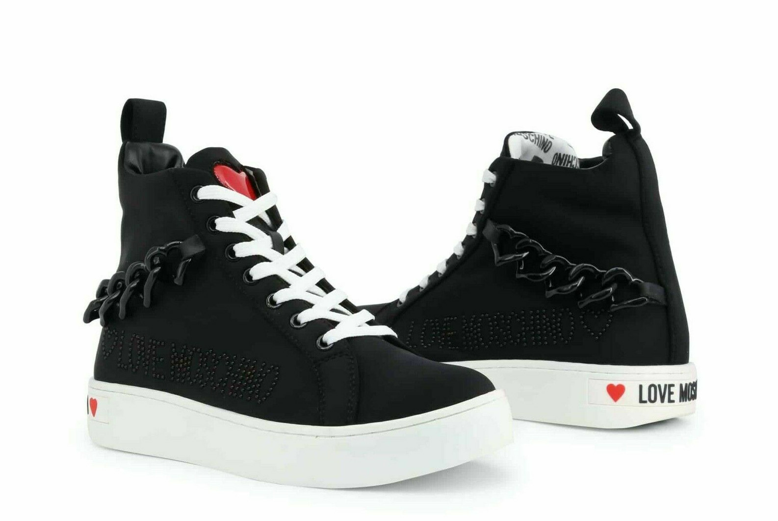 LOVE MOSCHINO Women�s High Top Fabric Sneakers Shoes New