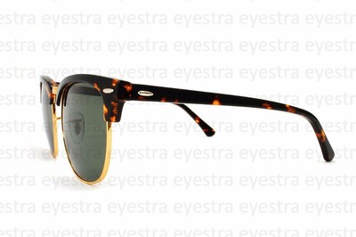 RAY BAN RAY-BAN CLUBMASTER CLASSIC RB3016 W0366 51MM TORTOISE FRAME GREEN LENSES RAYBAN