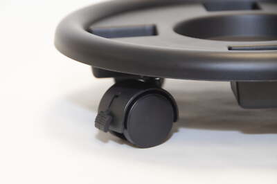new 14.5 inch Round Resin Black Plant Caddy with Locking Wheels