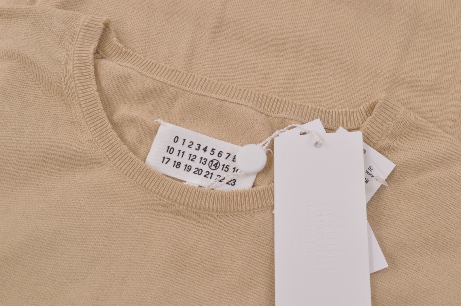 Maison Margiela NWT Sweater Size L In Solid Light Tan Cotton