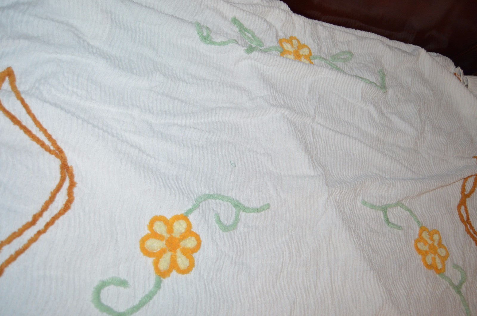 approx 90x100in peacock chenille bedspread