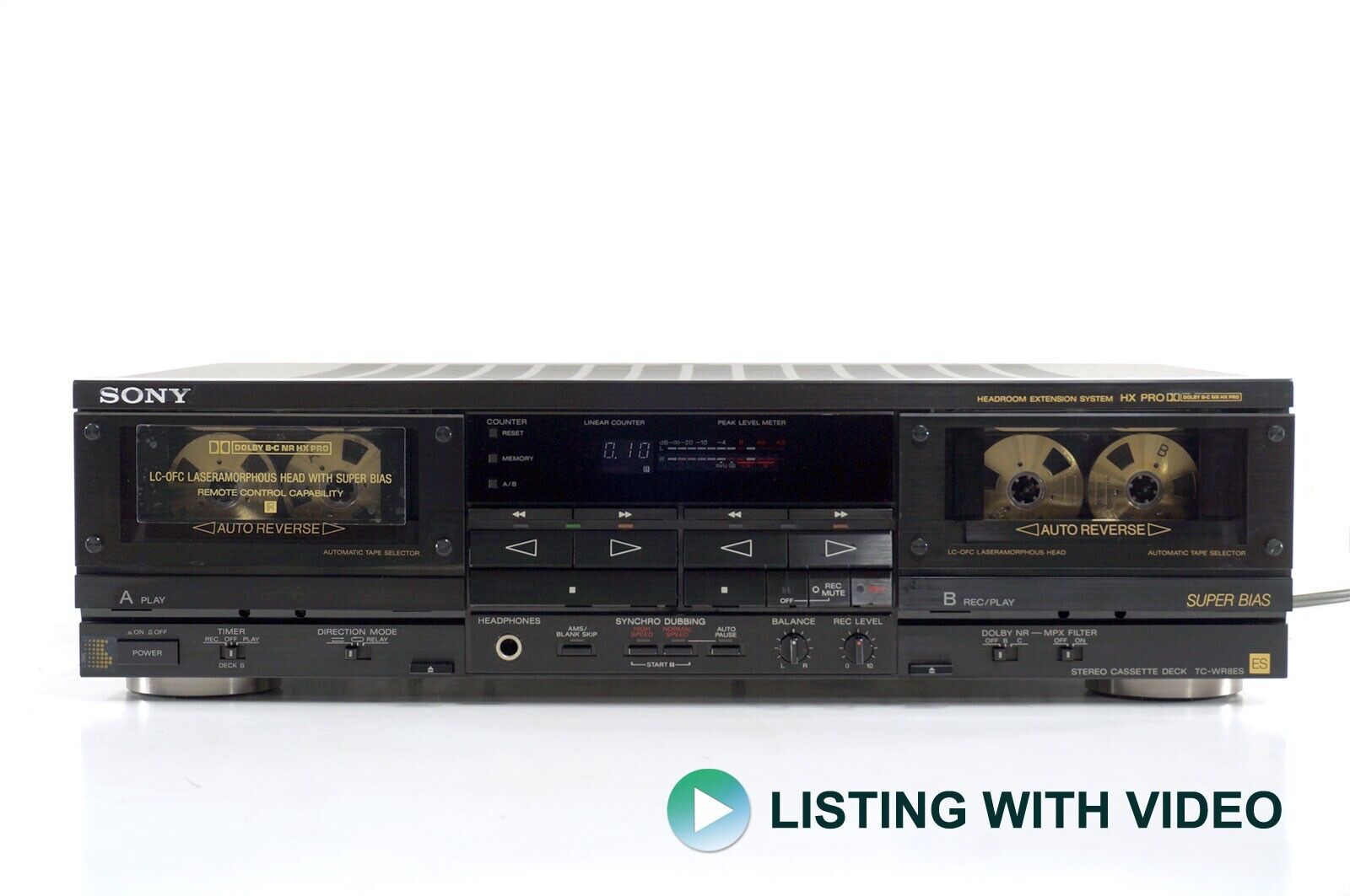 Sony TC-WR8ES dual cassette deck. Dolby B/C HX PRO. LC-OFC laseramorphous heads.