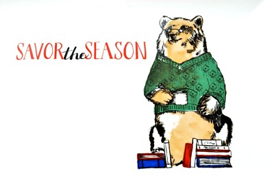 The Cellar Savor The Season Bear Serving Platter, Christmas, Ceramic White 13.5''