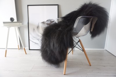 Genuine Super Soft Silky 100% Natural Icelandic Sheepskin Rug Black Brown US