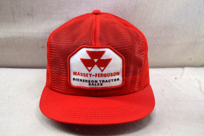 Vintage Hat Snapback Massey Ferguson K Products USA Patch Trucker Red 90's