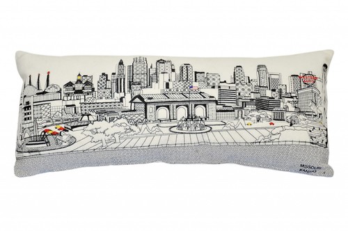 Декоративная подушка для поясницы 35 White Kansas City Daylight Skyline