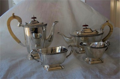 Sterling Silver Tea coffee set GEORGE III Style 1791 gr. 4pc. Celtic decorations