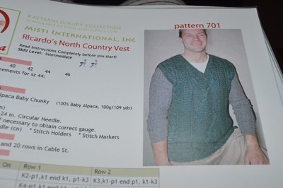 Misti International Knitting Pattern 701 Men's North Country Vest 40-46''