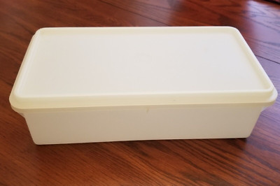 Vintage Tupperware Rectangular Storage Container with Lid Clear 12x6x3