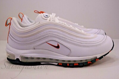 Nike W Air Max 97 White/Thunder Blue-Green Noise DH1592-100 Women's Size 10.5