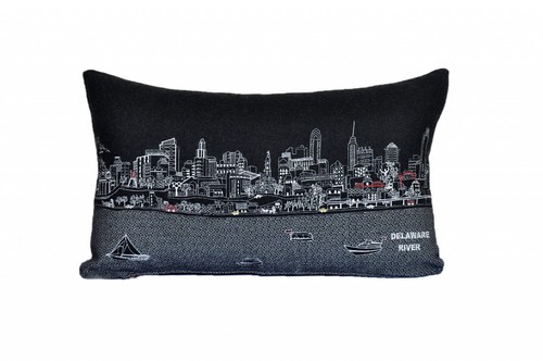 25 Черная Декоративная подушка для поясницы Philadelphia Nighttime Skyline