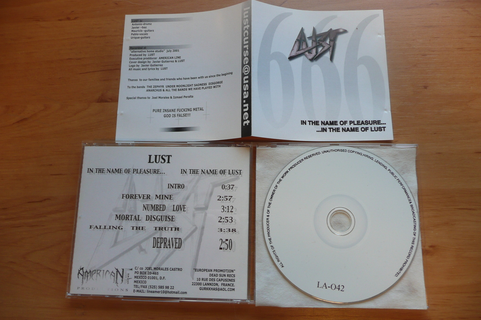 CD LUST - IN THE NAME OF PLEASURE, IN THE NAME OF LUST / ALP 2001