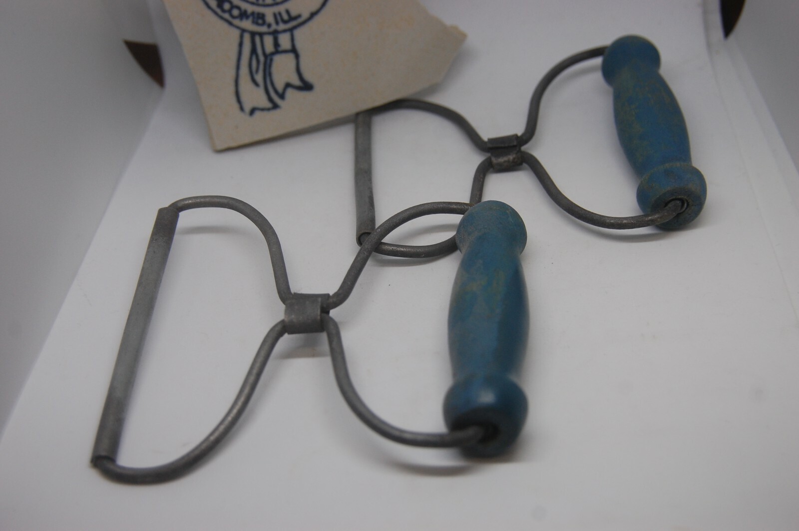 BUCKEYE POTTERY CROCK ORIGINAL PAIR OF HANDLES BLUE AND A CROCK CHARD VINTAGE