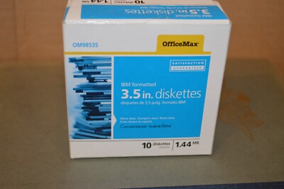 Office Max IBM Formatted 3.5 in Diskettes 1.44 MB 10 Diskettes OM98535