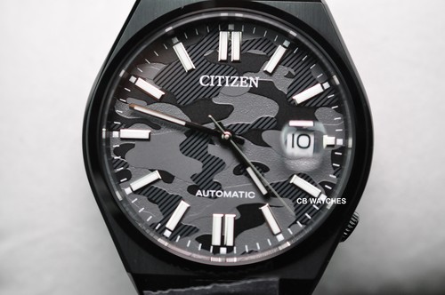 Pre-owned Citizen Automatic Black Camouflage Dial Sapphire Glass Nj0155-87e