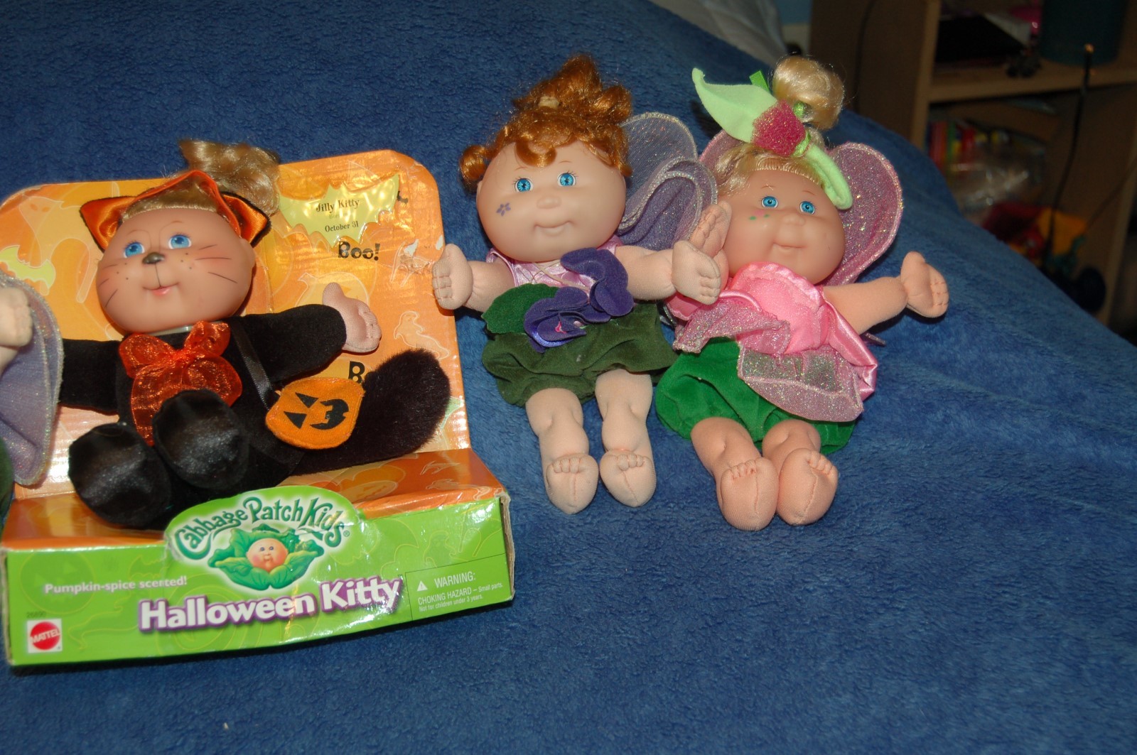 5 BEAUTIFUL CABBAGE PATCH FAIRY BABY DOLLS,1 IS HALLOWEEN KITTY IN BOX