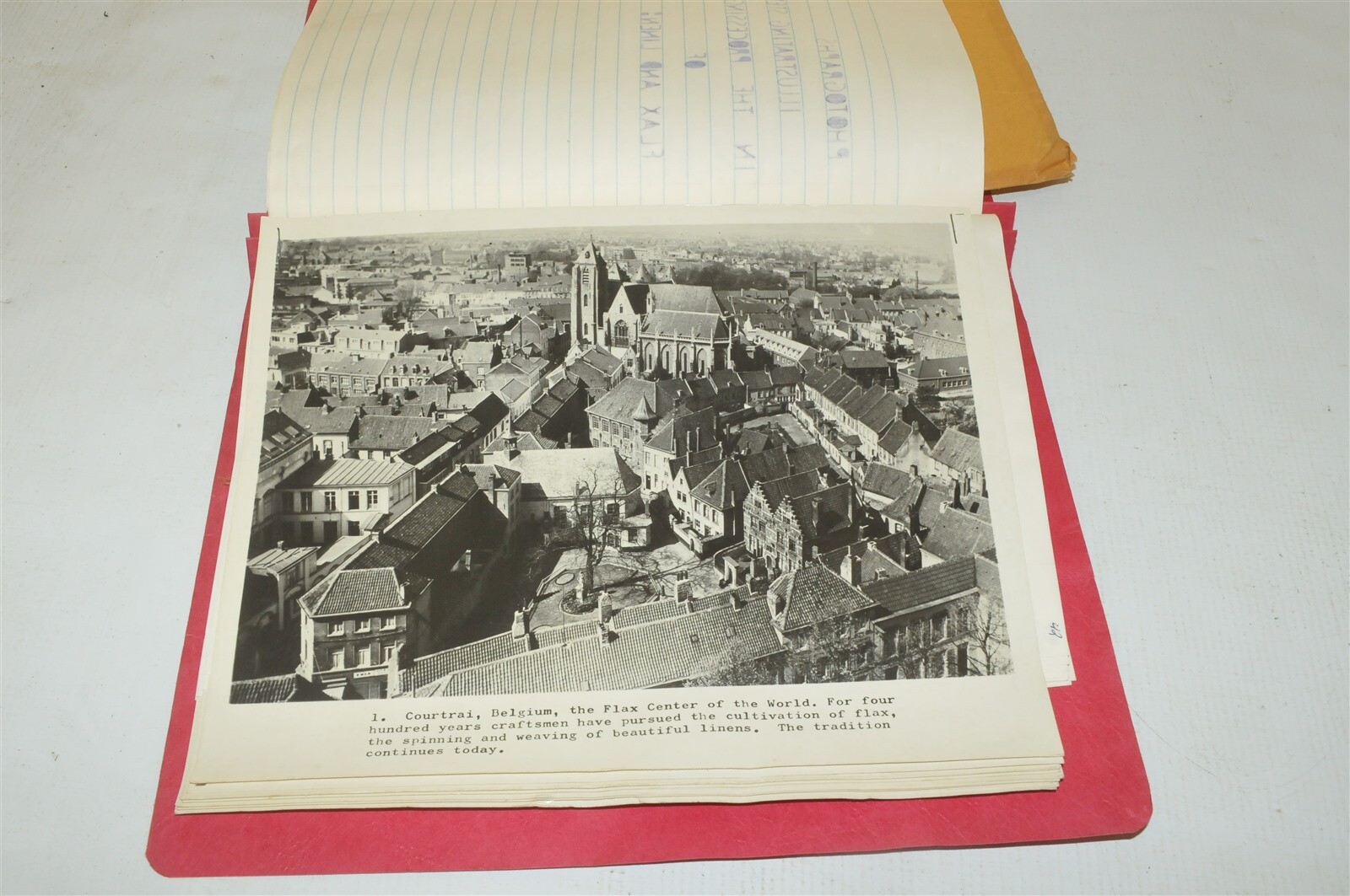 vintage Linen school report with many linen samples and real old photographs