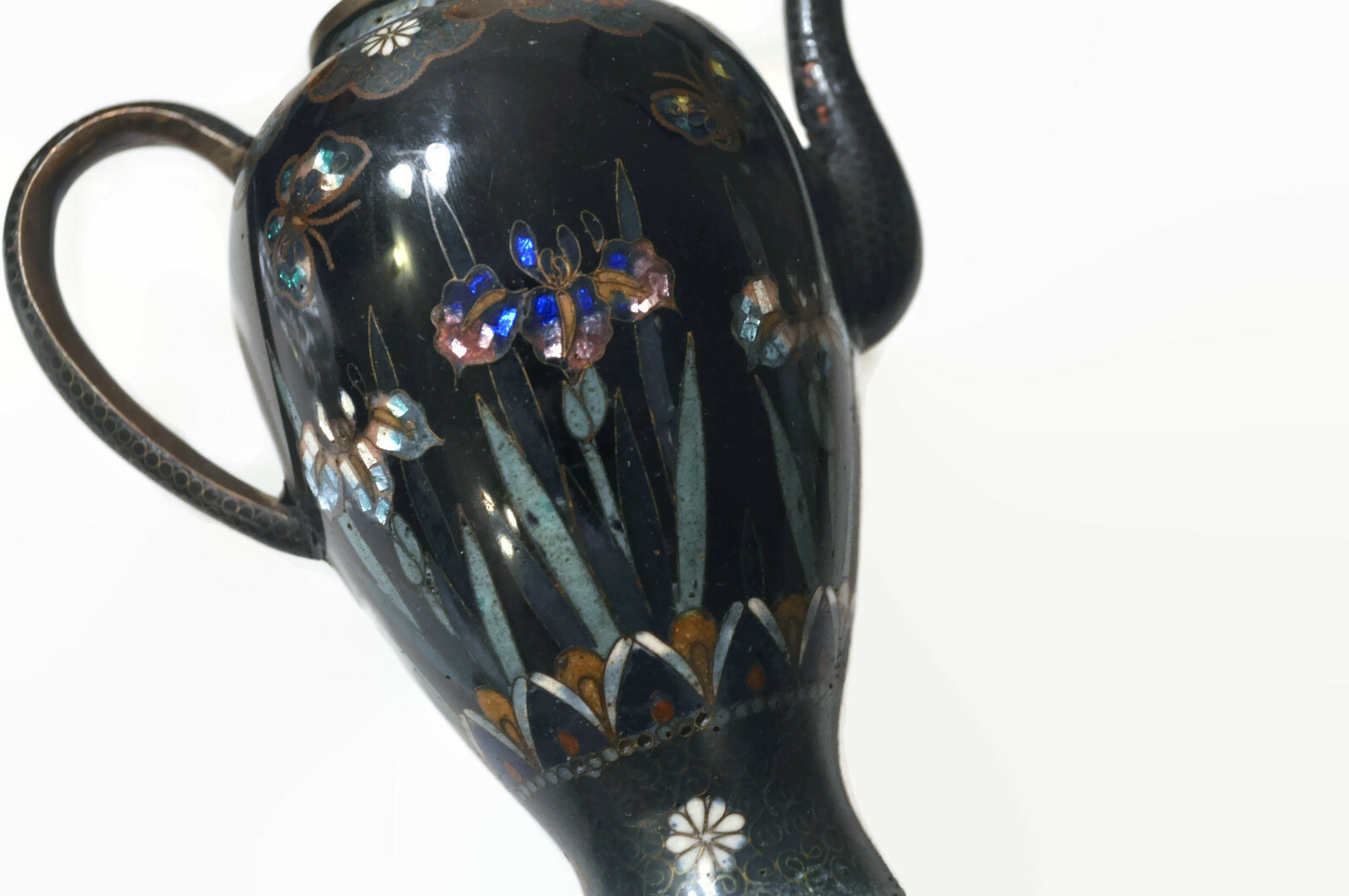 Antique Japanese Cloisonne Teapot 19th Century Meiji Era 1800s Enamel Tea Pot