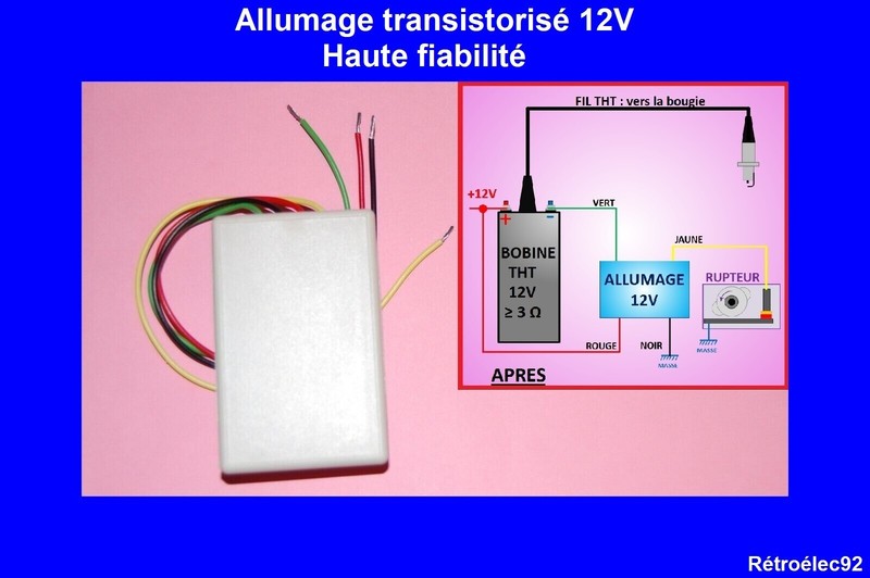 Allumage TransistorisÃ© Haute FiabilitÃ©  12v 4a Pour Bobine â¥ 3 Ohms Et Rupteur