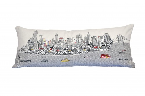 35 Белая декоративная подушка для поясницы NYC Daylight Skyline
